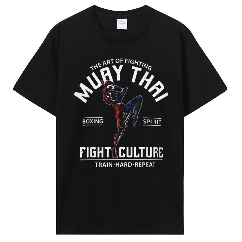 T-shirt en coton pour hommes, taille asiatique, mode d'été, Cool Muay Thai, T-shirt décontracté pour hommes thaïlandais, hauts Harajuku
