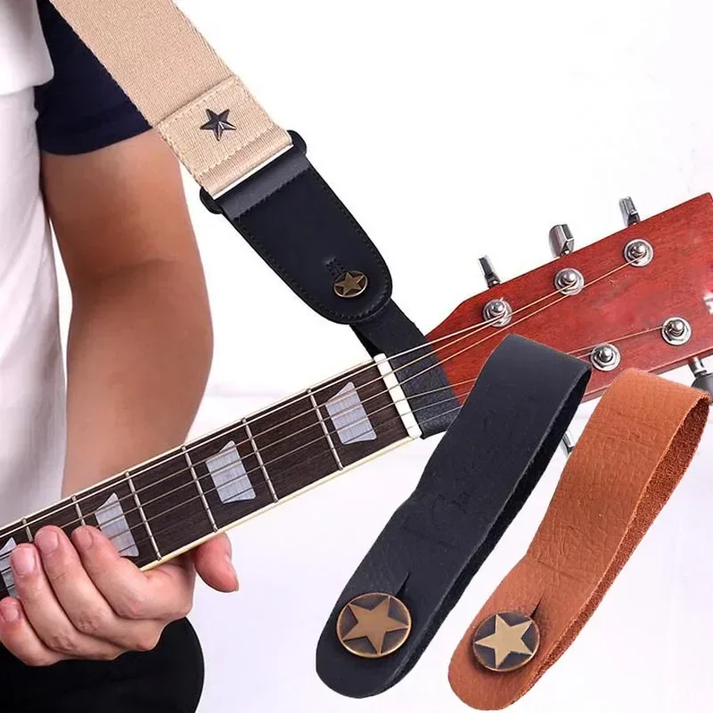 1pc alça de guitarra botão couro pescoço cinta ajustável cabeçote adaptador para guitarras elétricas/baixo clássico cinta cinto acessório