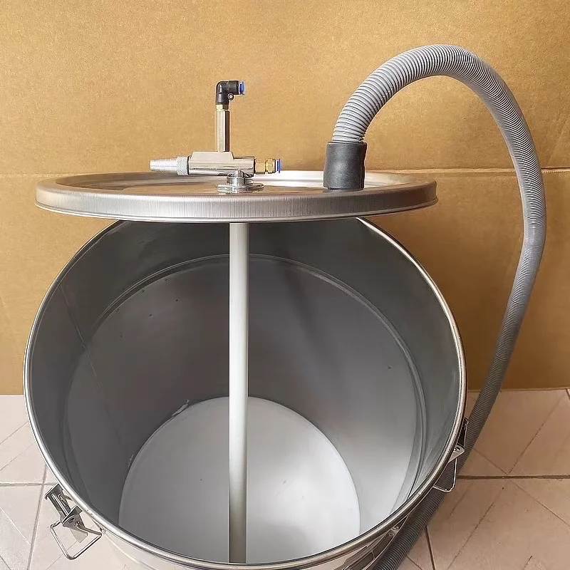 58L Powder Hopper Fludized Portable Stainless Tank Barrel for Powder Coating Machine