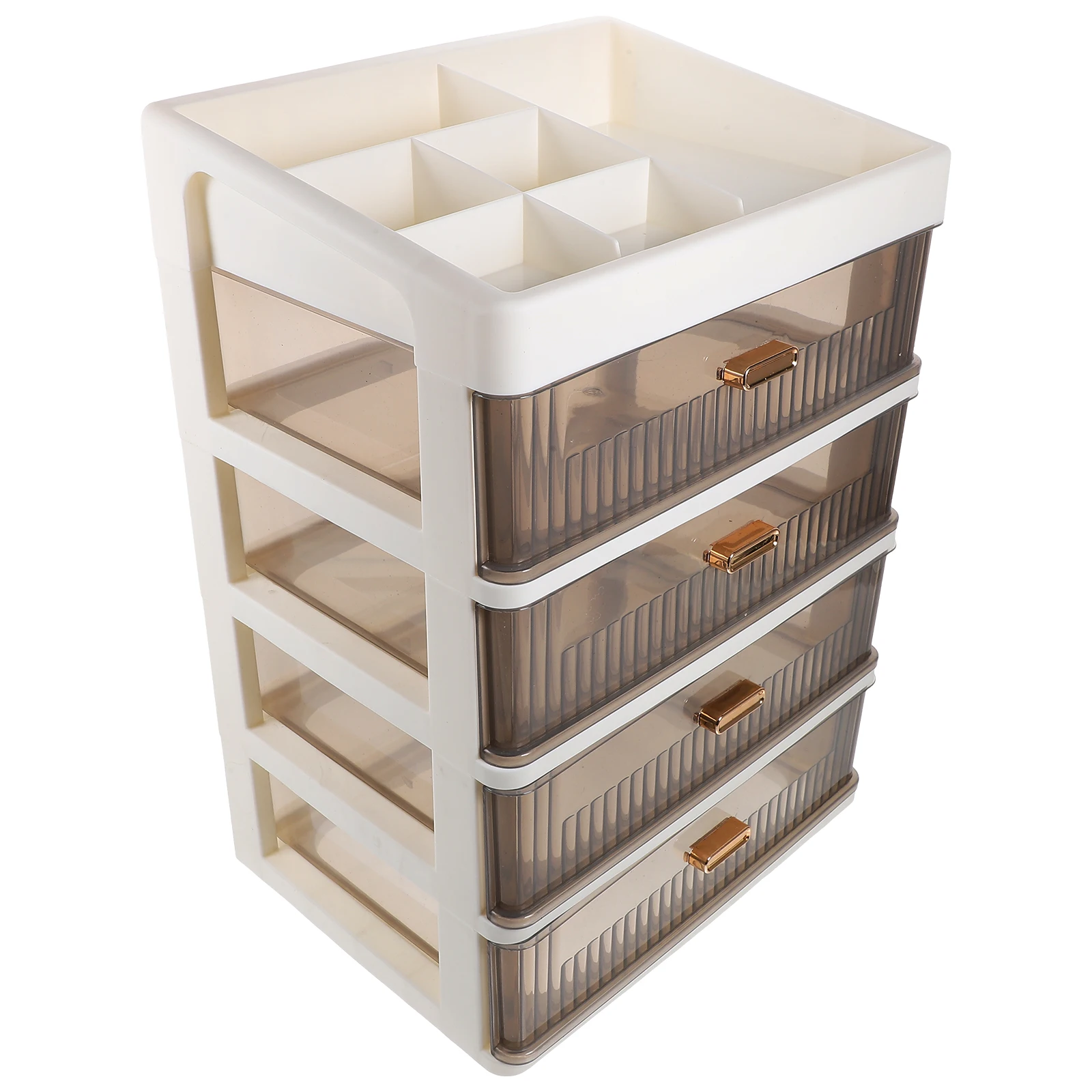 

Transparent Drawer Storage Box 4 Layers Desk Organizer Plastic Shelf Stackable DrawersCream Frame Black Storage Stationery