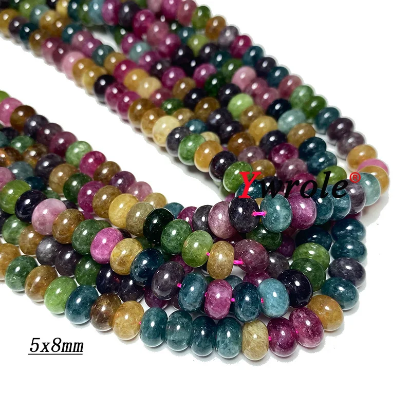 5x8MM Abacus Colorful Tourmaline Natural Stone Flat Round Loose Space Beads for Jewelry Making Diy Bracelet  Accessories 15''