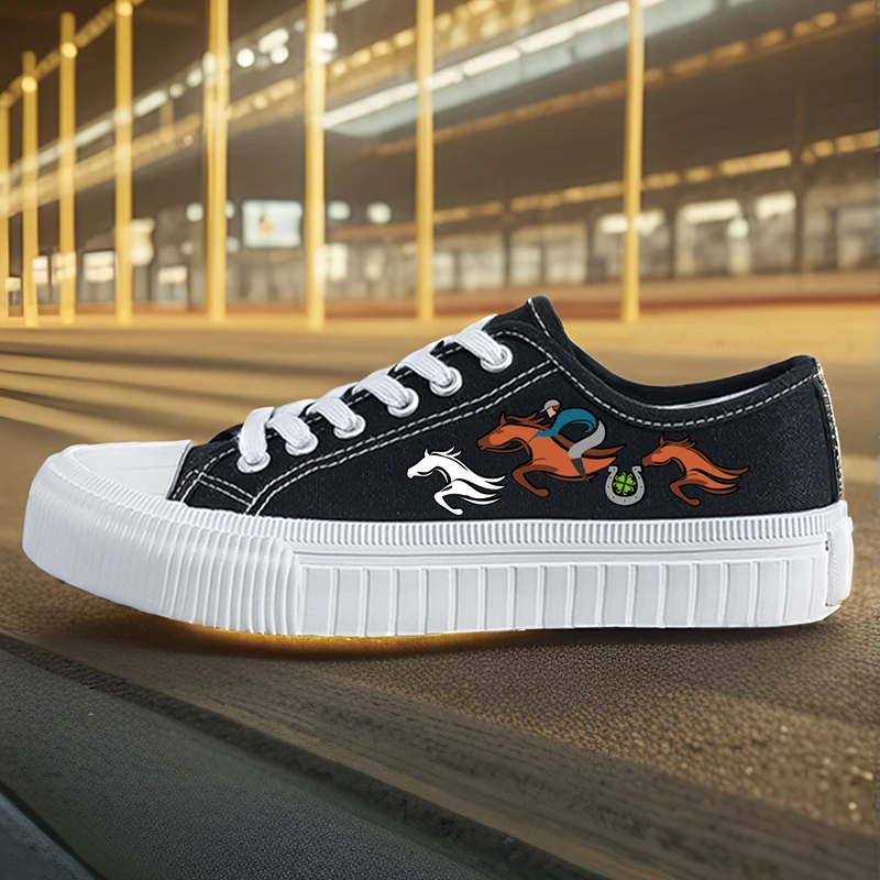 

Women's Sports Shoes, Student Sports Enthusiasts, Spring and Summer Women's Canvas Shoes, Horse High-Top Round-Toe Flats-Soled Breathable Vulcanized Shoes, Digital Printing Women's Shoes