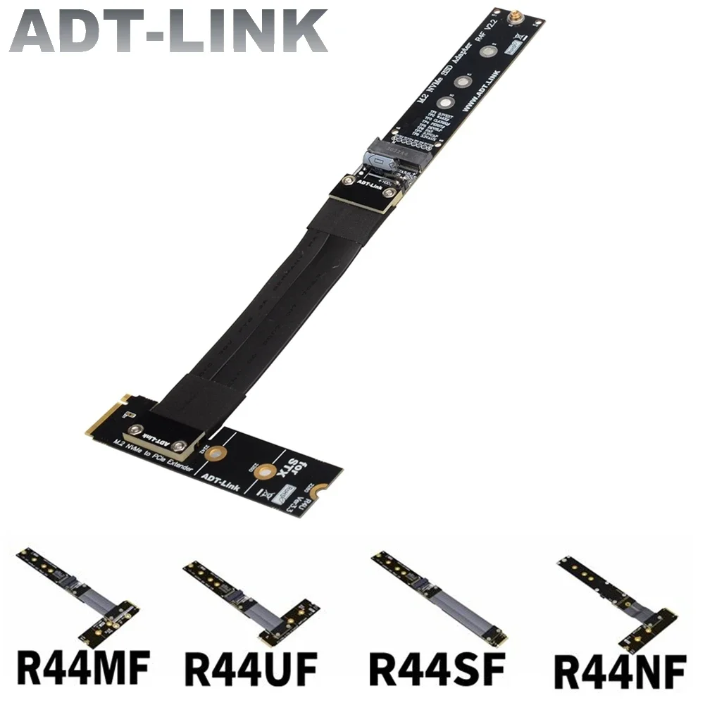 

ADT-Link M.2 NVMe SSD Extension Cable PCIe 3.0 x4 Full Speed NVMe M-Key STX Graphics Riser Extender Turn 90° Left / Right Angled