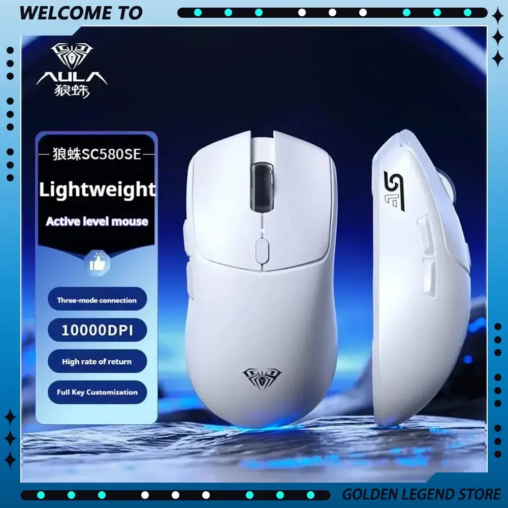 Aula SC580 Series Wireless Gaming Mouse Lightweight Tri-Mode 2.4G Bluetooth 10000dpi Custom E-sports Computer Accessories Gifts