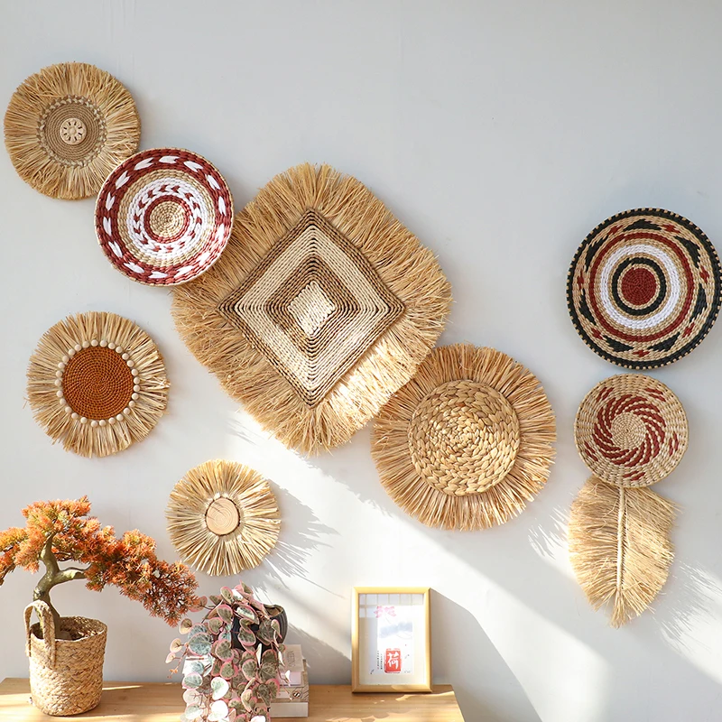 

Bohemian Woven Wall Decor, Handmade Rattan Hanging Ornament, Rustic Bedroom Wall Art, Artistic Home Background Decor