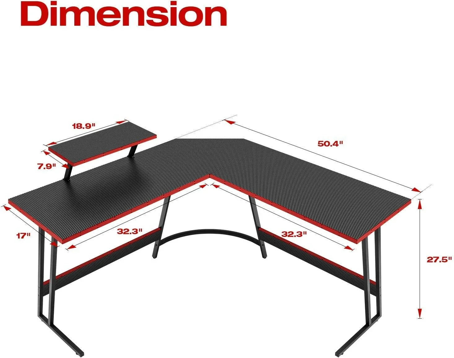 Escritorio para juegos en forma de L, escritorio esquinero para ordenador, mesa de escritorio para juegos de PC con soporte elevador para Monitor grande para el hogar, oficina, escritura resistente