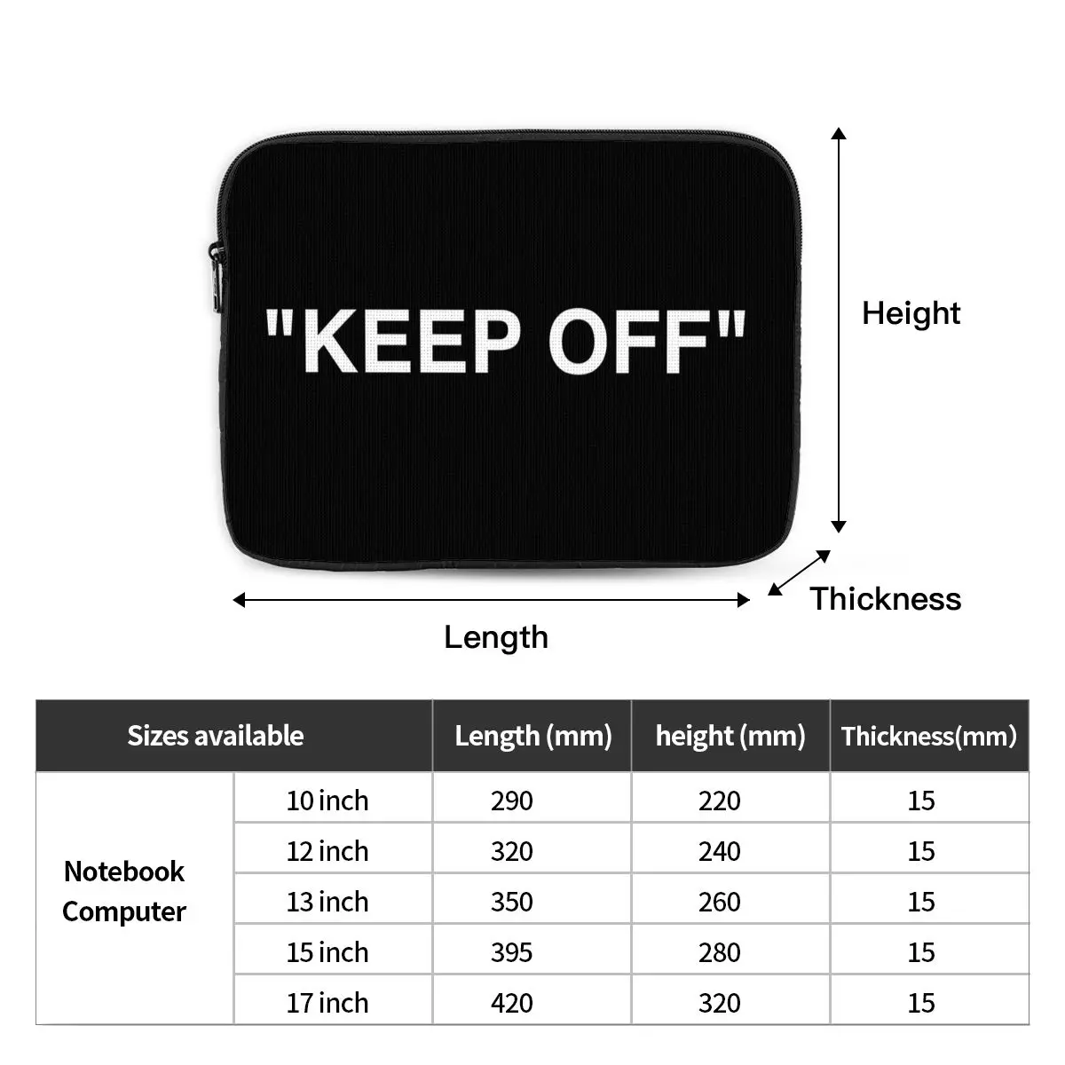 KEEP OFF Notebook Laptop Bag Case Pouch 10 12 13 15 17 Inch Notebook Sleeve Cover Bag Tablet Shockproof Case Bag