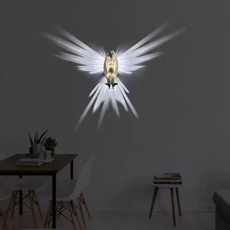 Modern Creative Lamp Bird Wall Lamp Owl Eagle Shape Projector Atmosphere Light 3D Print Body Animal Lighting Lustre Home Decor