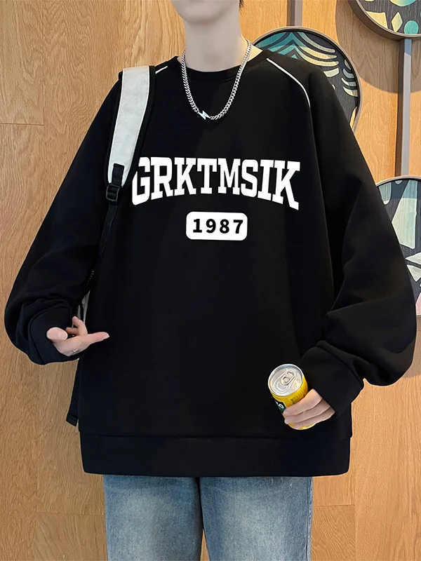 

Новая мужская толстовка в американском ретро-стиле 2025 года: весенне-осенняя, свободная, повседневная, с круглым вырезом, длинным рукавом, универсальная, комфортная, базовая модель.