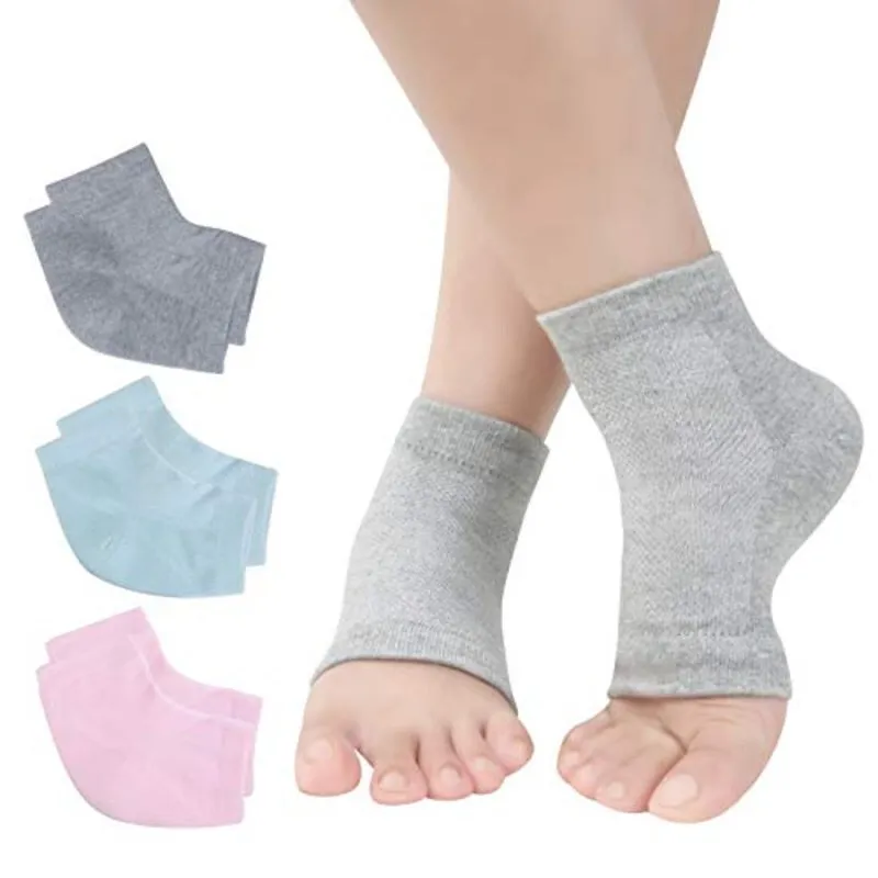 2Pcs=1Pair Heel Socks Feet Skin Care Colorful Silicone Moisturizing Gel Cracked Dry Heel Repair Protectors Plantar Fasciitis