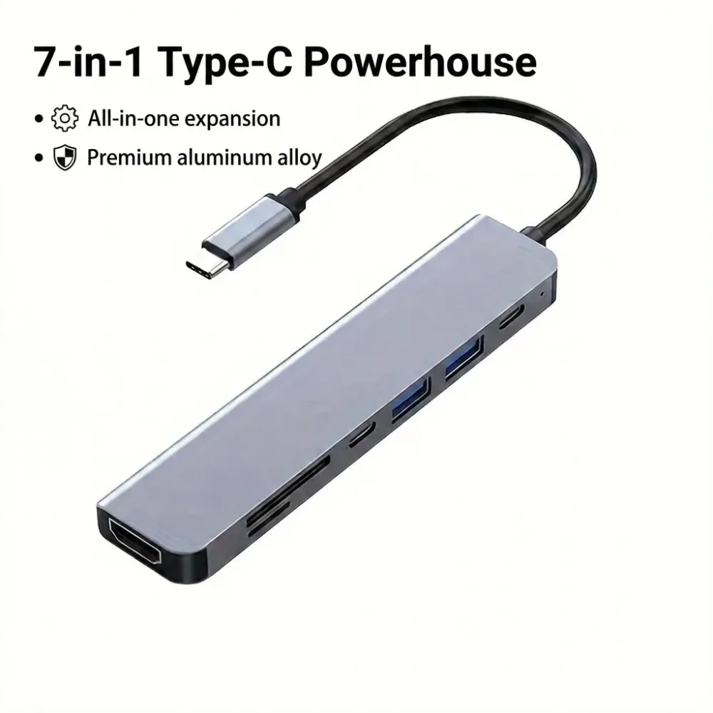7 in 1 USB C Docking Station Type-C To HDMI-Compatibility HUB Multi Port Splitter PD Charging USB Adapter For Laptop