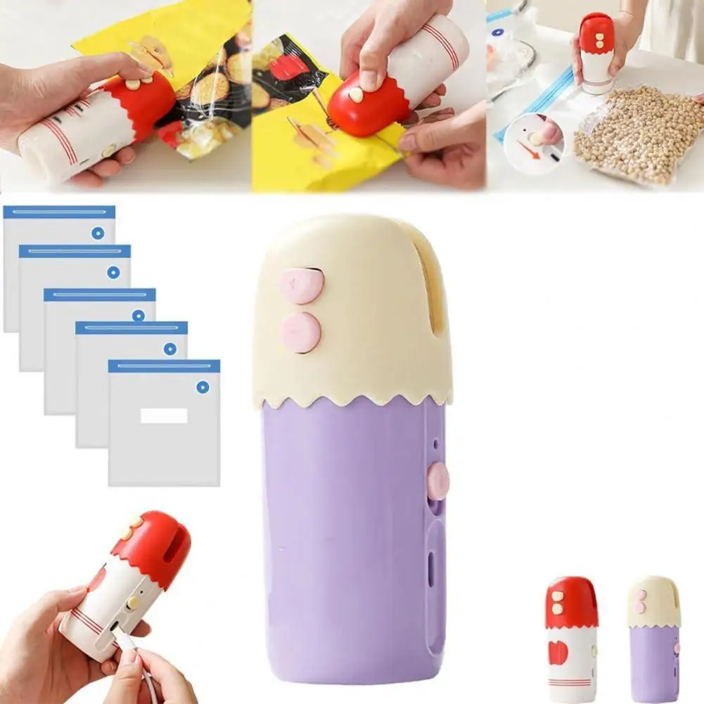 

Упаковщик кухонных ящиков, портативный мини-запаювач пакетов 3-в-1 для хранения закусок, вакуумная запайка, перезаряжаемая машина для запечатывания пакетов