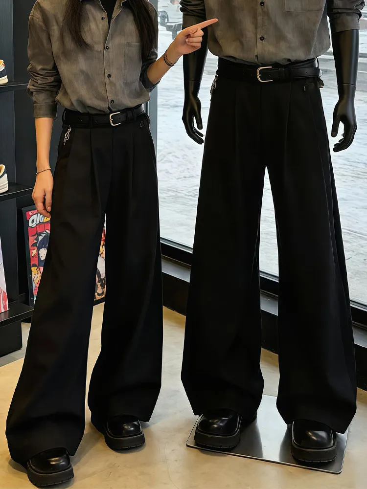 Cleanfit High Waist Wide Leg Suit Pants Men's Spring Autumn Knife  3D Pleat Straight Cut Casual Trousers Old Money Style