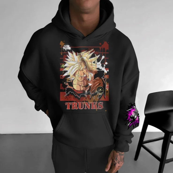 سترة بغطاء للرأس فضفاضة للرجال من Dragon Ball للخريف والشتاء ووكونج معركة الموقف اليومي غير الرسمي لمحبي الرسوم المتحركة