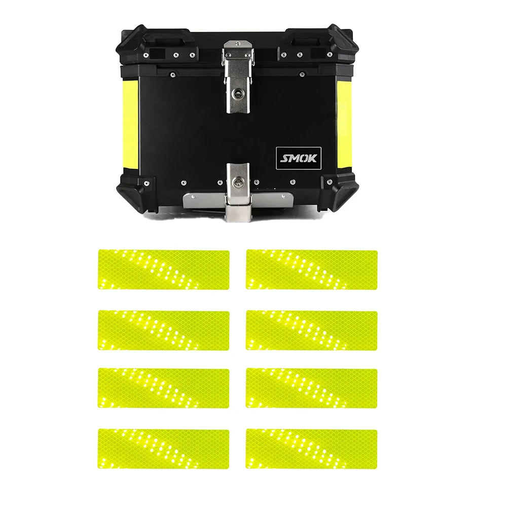 Caixa de bagagem lateral superior caso motocicleta adesivo reflexivo tiras tronco traseiro anti-colisão decorativa noite tira de advertência de segurança