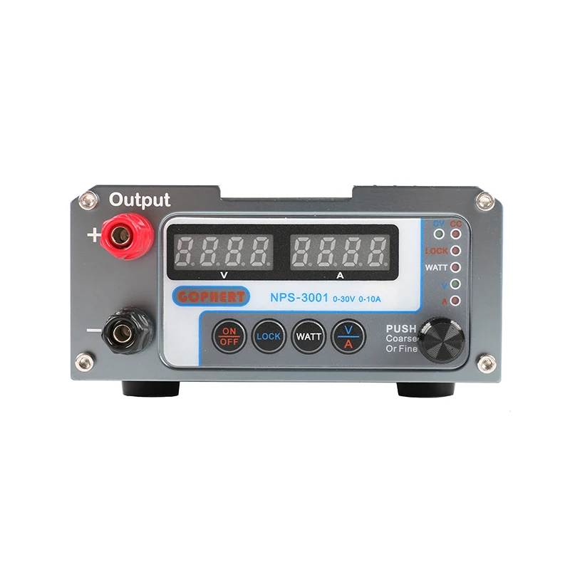 Gopher NPS-3001 Lab Adjustable Display Digital Mini DC Power Supply  Switch Power Supply WATT With Lock Function 30V 10A