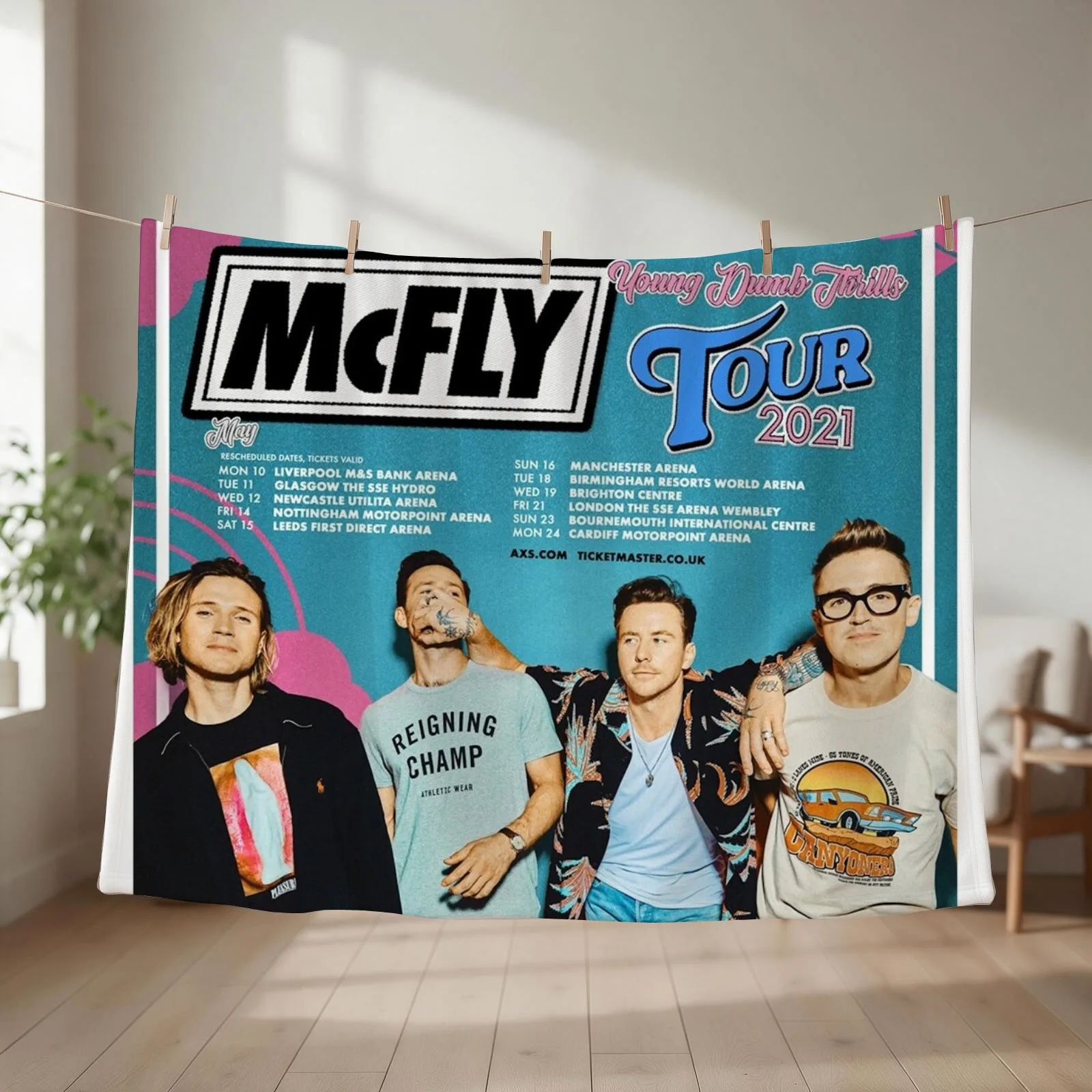 Young Dumb Thrills Tour Poster Throw Blanket couch cozy soft plush fuzzy picnic outdoor blanket