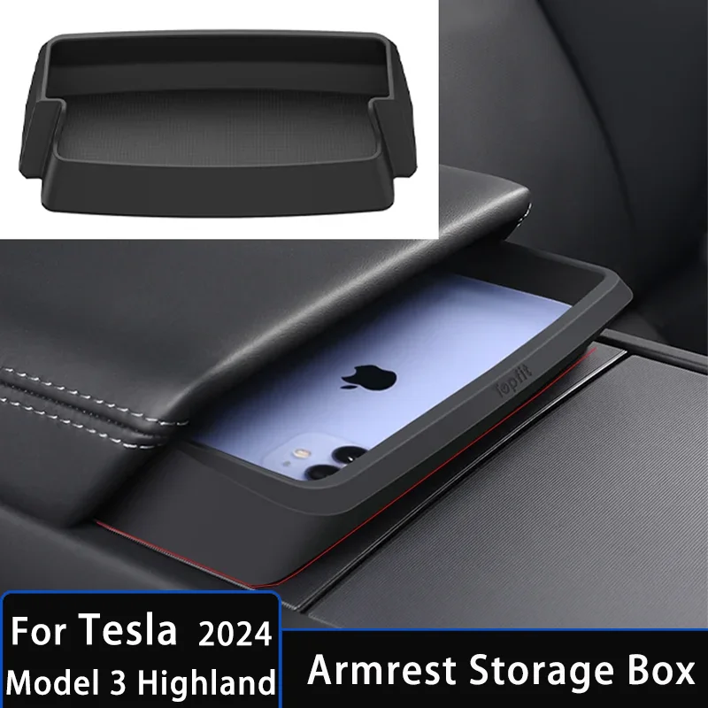 

For Tesla Model 3 Highland 2024 Phone Glasses Storage Box Multifunctional Center Console Storage Box New Model 3 Accessories