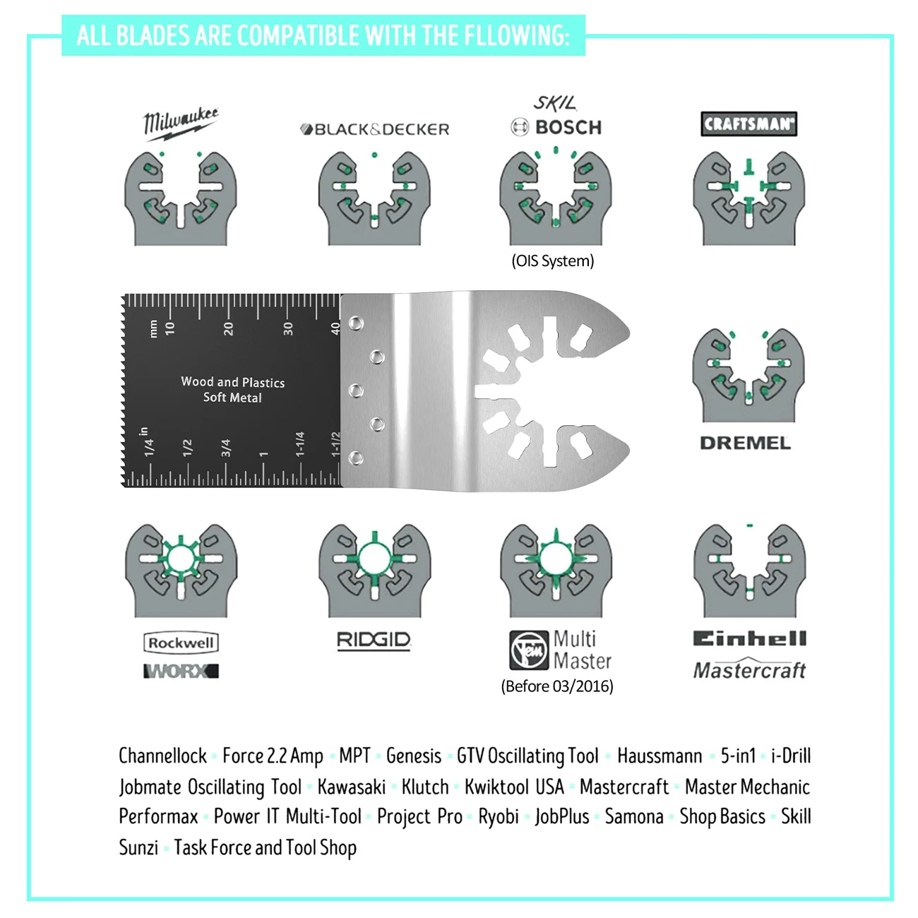 Imagem -04 - Oscilante Multitool Lâmina de Serra Kit Conjunto para Fein Bosch Makita Multi Ferramenta Renovador b1 Ferramentas Elétricas Acessórios 40 Peças