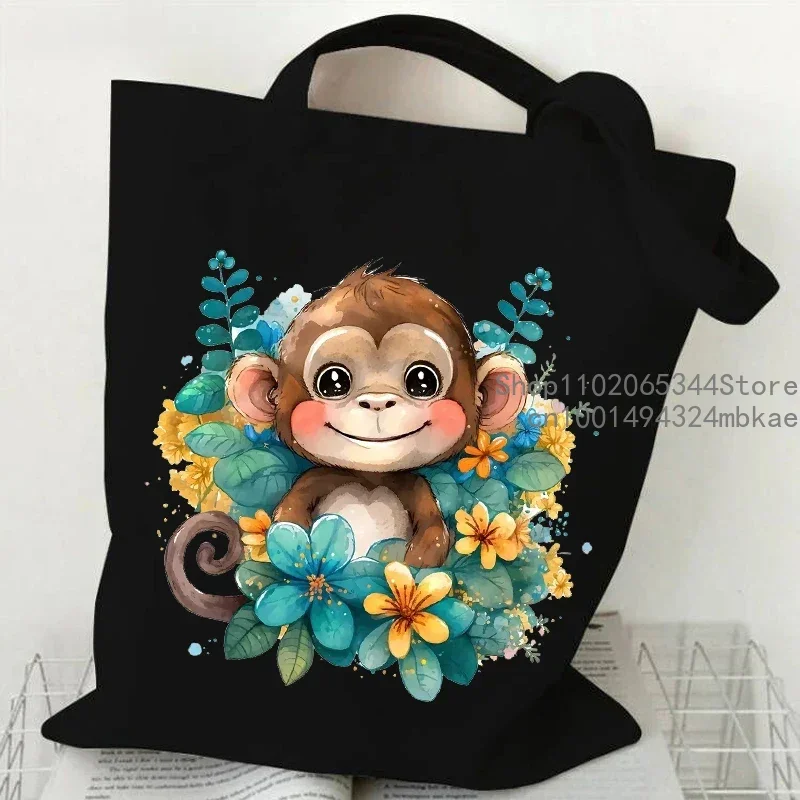 Cute Flower Owl Casual Tote Bag Women Watercolor Animal Shopping Bag Teen Cartoon Animal Shoulder Commuter Bags Female Handbag