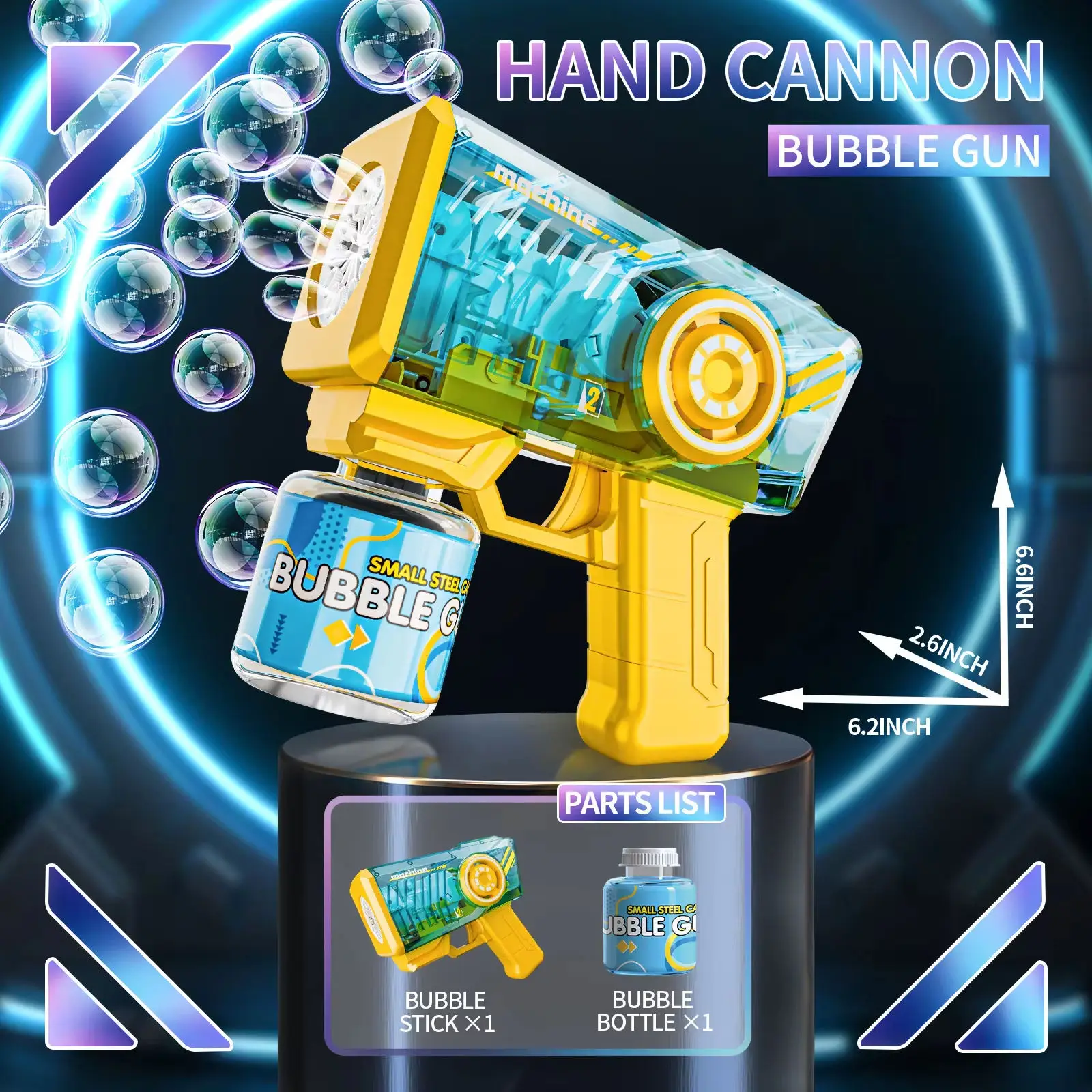 Children's Mechanical Bubble Gun Handheld Automatic Bubble Guns with Lights Electric Bubble Soap Blowing Toy Outdoor Game Gifts