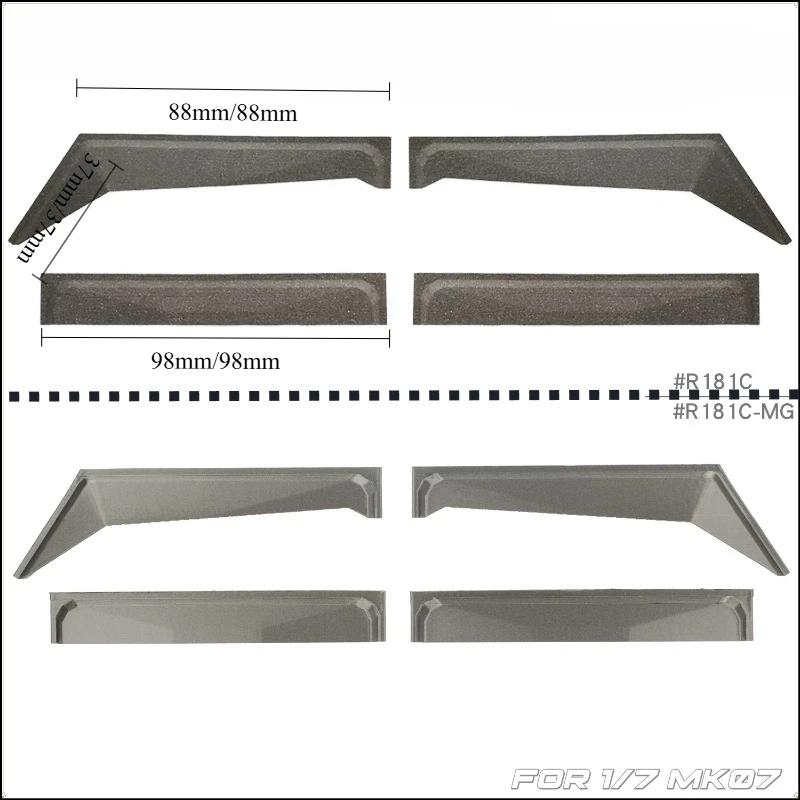 RC Car window rain shield, eyebrow rain shield, weather strip, car shell simulation modification for 1/7 RC MK07 JK07