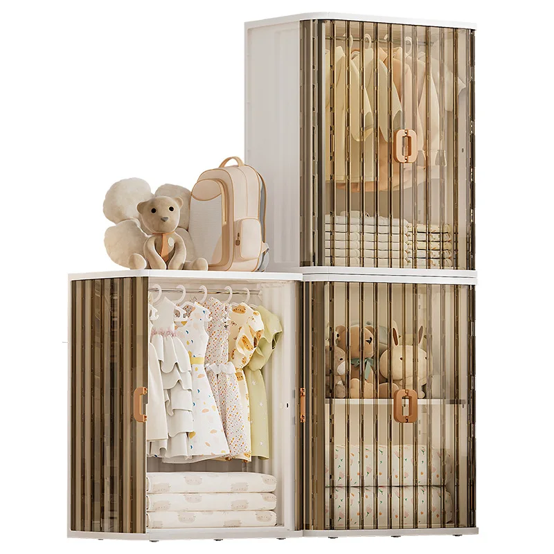Simple children's wardrobe Rolling door Storage cabinet Plastic locker Multifunctional