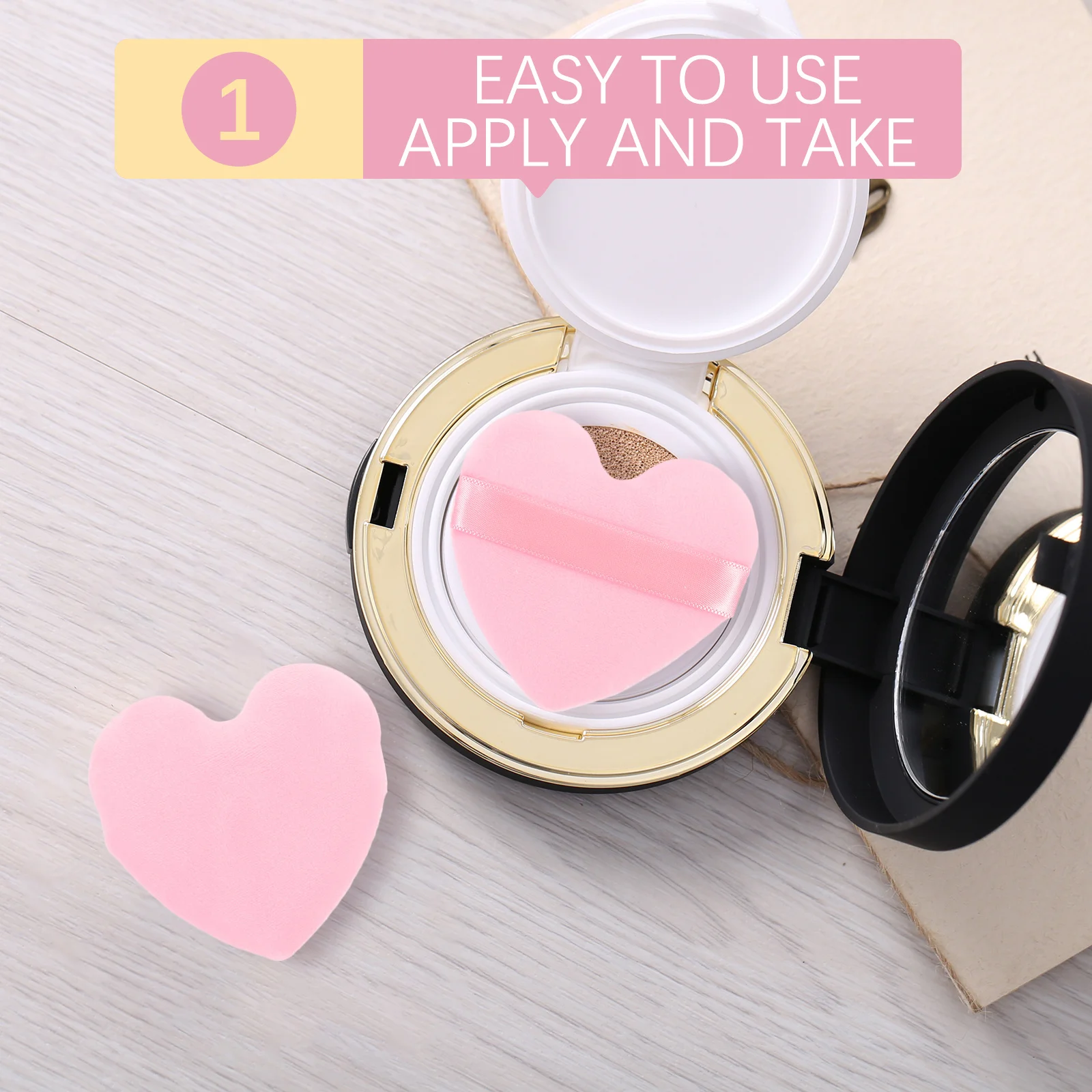 

6Pcs Heart Shape Small Powder Puff Makeup for Face Foundation Concealer Loose Powder Finger Puff Portable