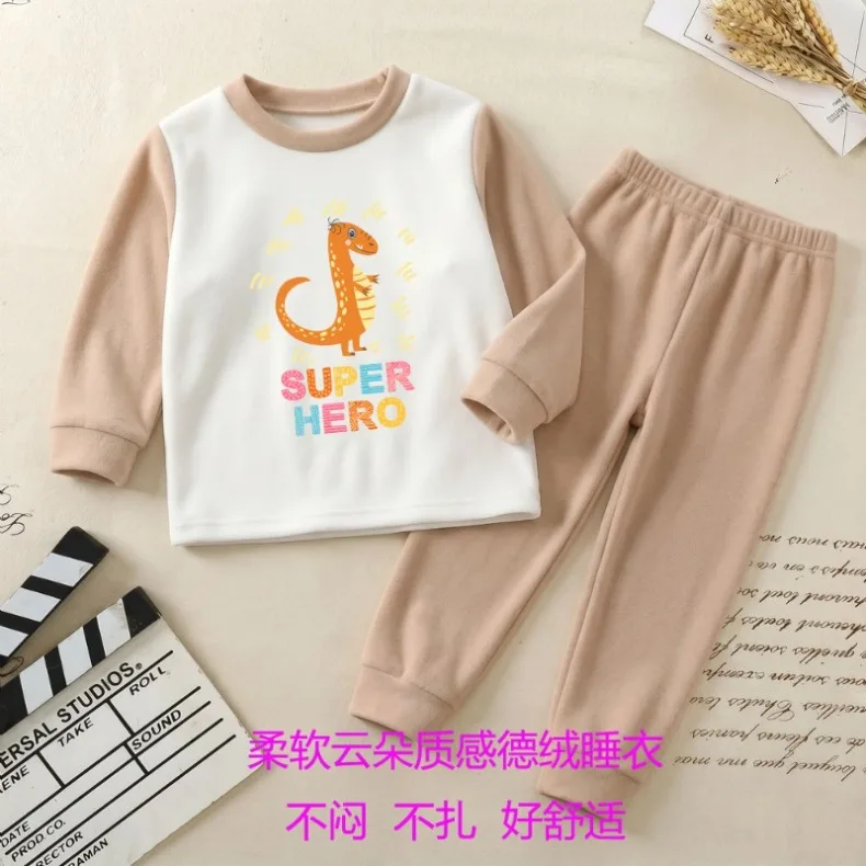 2026 Herbst- und Winter-Kinder-Pyjama-Sets, weich und bequem, verdickte warme Heimkleidung für Jungen, Langarm-Schlafanzüge – Detail 4