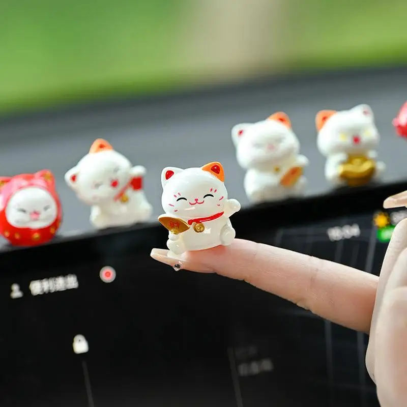 6 figurines de chat porte-bonheur Maneki Neko, nouveaux modèles d'animaux de dessin animé chinois pour la maison, le bureau, la voiture, décoration porte-bonheur et prospérité