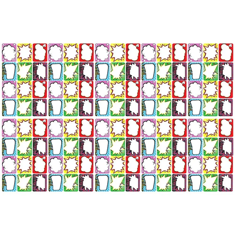 

10 Sheets Name Tag Stickers Funny Pattern Burst Signs Bright Color Blank Name Labels for Office School Burst Signs
