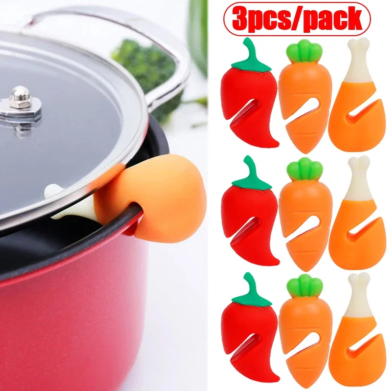 Silicone Pot Lid Holder Anti-spill Rack Heat-resistant Anti-Overflow Stoppers Pot Cover Lifter Enduring Gadget Kitchen Tools