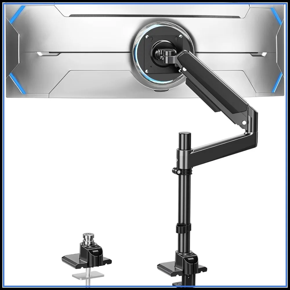 

Heavy Duty Single Monitor Arm for 49 inch Screens, Holds 7.7-44 lbs, Gas Spring Adjustable, VESA Mount