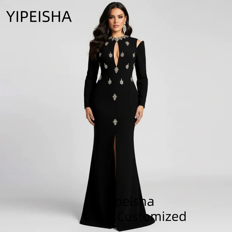 

Customized Elegant Mermaid Prom Dresses for Woman Slit Rhinestones Formal Party Gown Graduation Vestido De Formatura