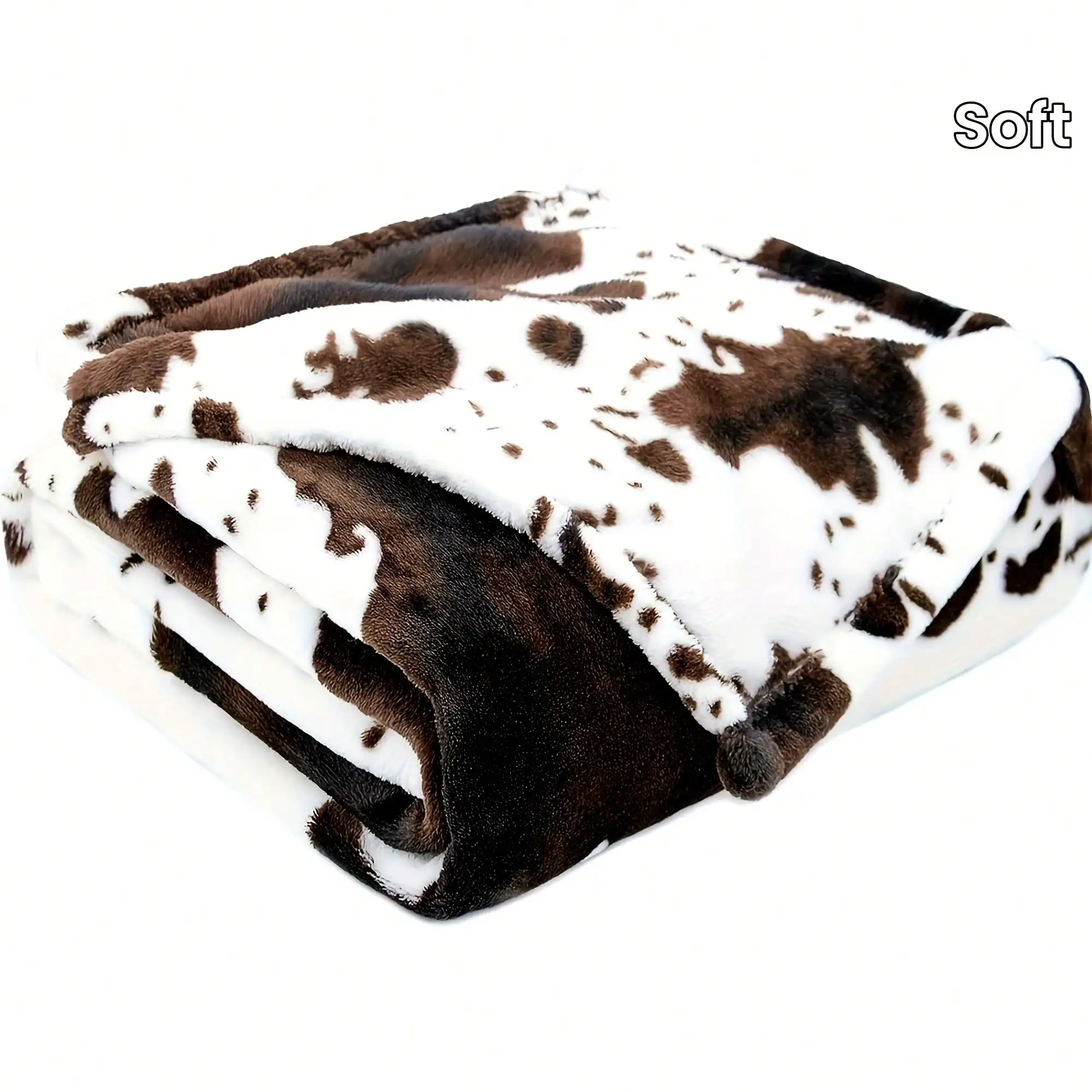 1pc Soft Cow Print Fleece Blanket - Cozy Flannel Blanket Suitable For All Seasons - Great For Daughters, Adults, Students And Teenagers, Autumn Decor, Room Decor