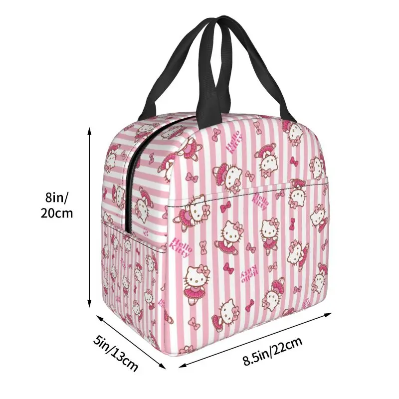 Custom Hello Kitty Lunch Bag Cooler Thermal Insulated Lunch Box for Children School Work Picnic Food Tote Bags