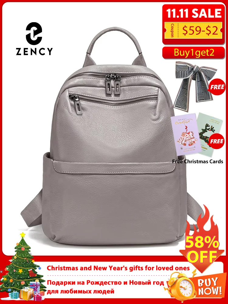 

Zency женский рюкзак из мягкой кожи, натуральный дорожный рюкзак большой вместимости, женские сумки на плечо с несколькими отделениями
