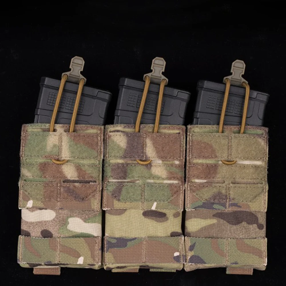 AG 3 MOLLE 5.56 M4 Triple Magazine Pouch Bungee Retention Tactical Vest K19 Plate Carrier Front Placard MAG Holder Bag Airsoft