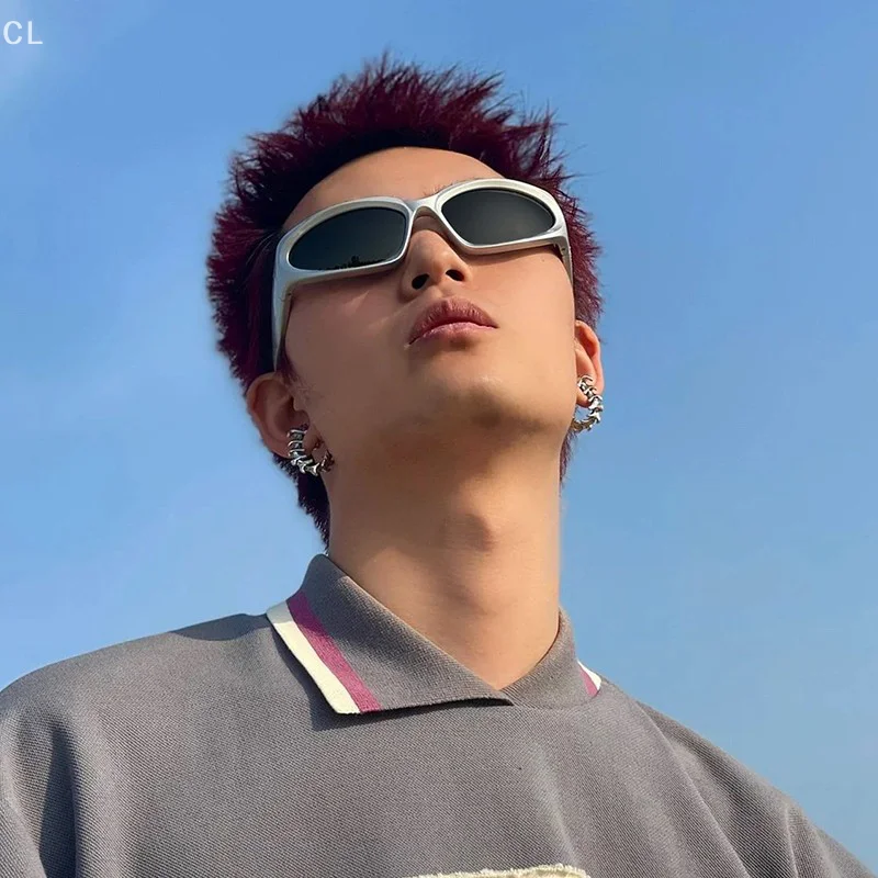 Y2K спортивные солнцезащитные очки в стиле панк для женщин и мужчин, квадратные винтажные оттенки, модные солнцезащитные очки, модные очки