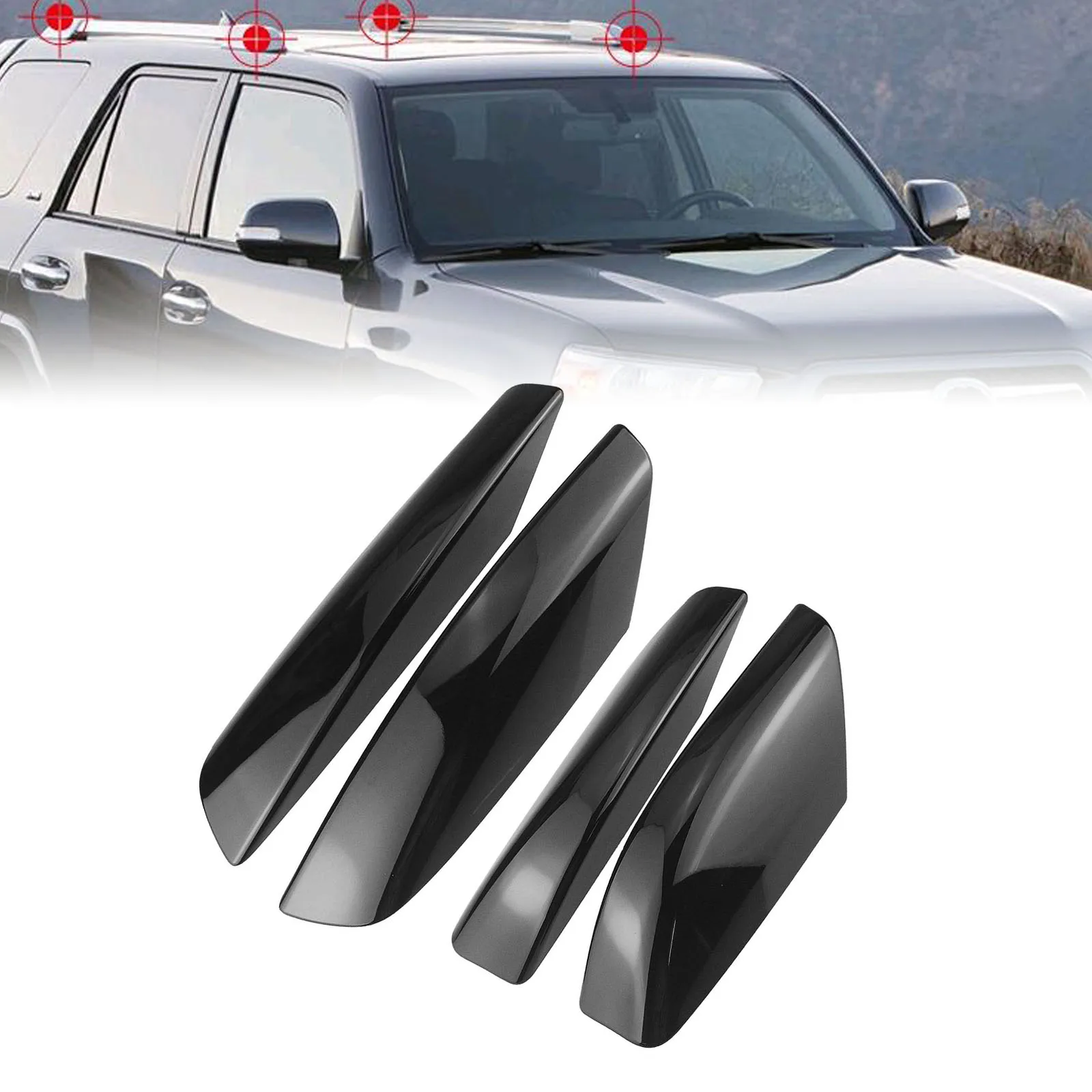 4 Pieces Roof Rack Rail End Cover Shell Auto Part For Toyota 4Runner N210 2003-2009