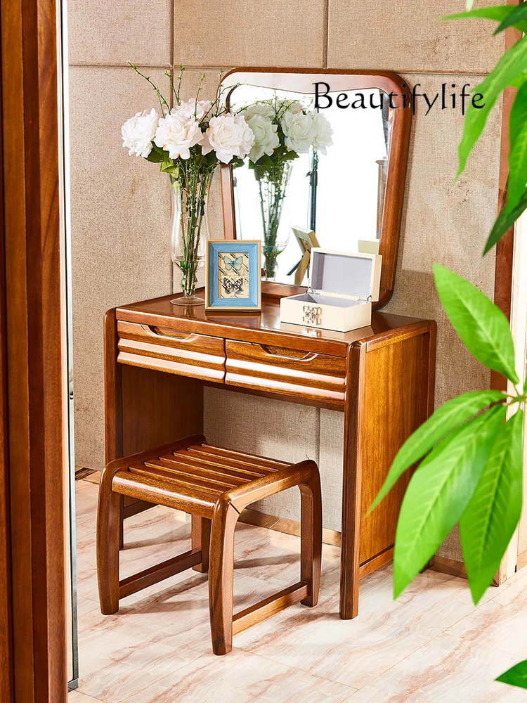 

Walnut Modern Chinese Style Dressing Table Bedroom Furniture Makeup Table Small Apartment Dressing Table Small