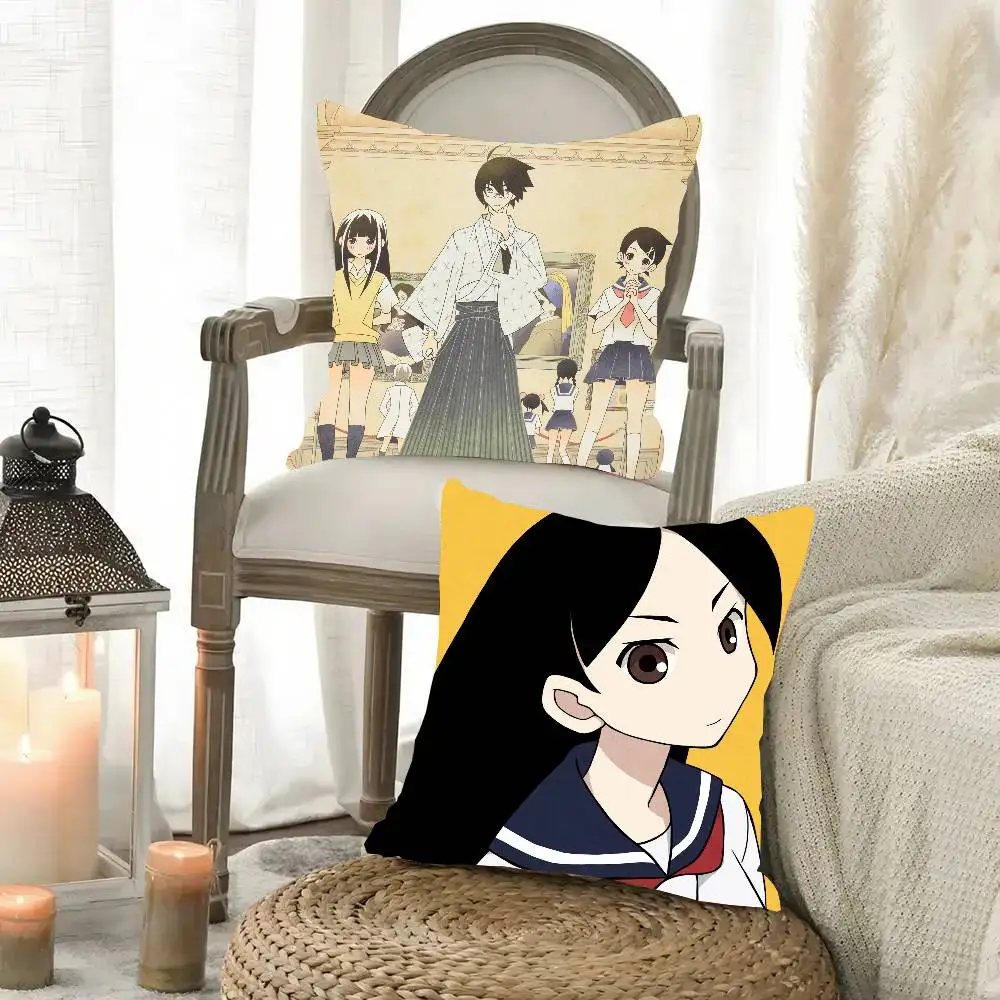 ANIME S-Sayonara Zetsubou-Sensei Pillow Case Fashion Square Pillowcase Bedroom Sofa Room Ins Decoration Leisure