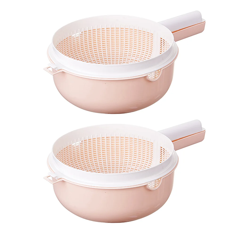 

Double Layers Washing Basket Fruit and Vegetable Poratble Storage Rack Drain with Handle Mesh Strainer