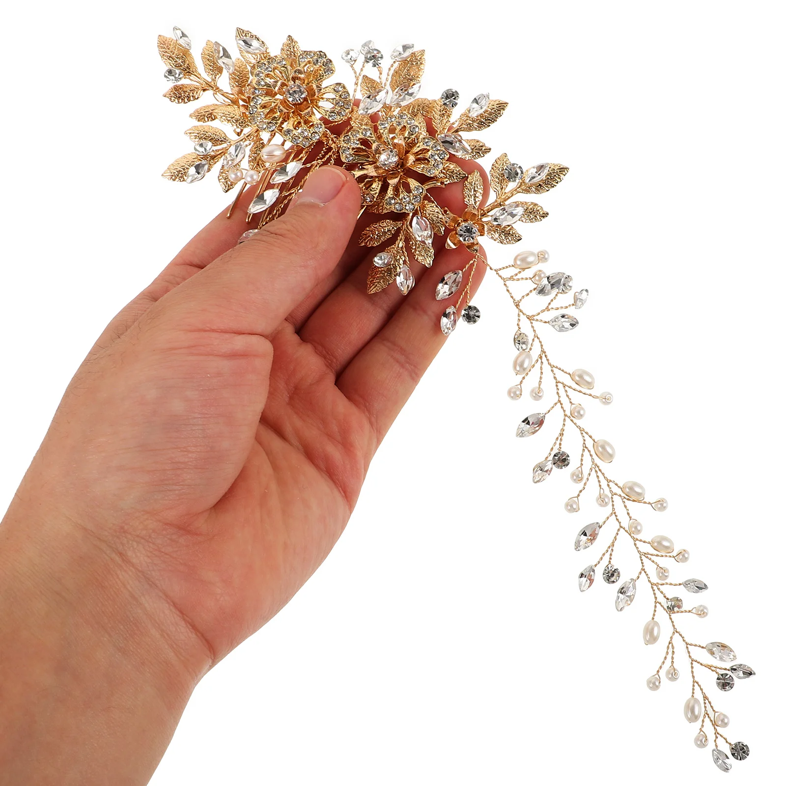 

1Pcs Pearl Wedding Hair Comb Alloy Rhinestone Handmade Bridal Headdress Hair Accessories for Bride Party Prom Bride Headdress