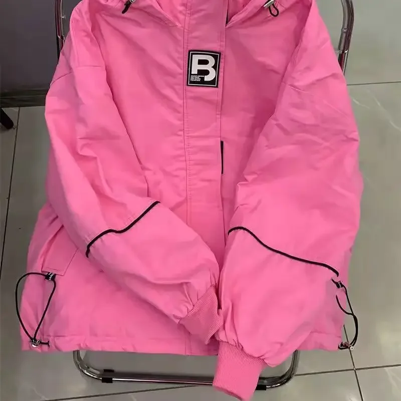 Chaqueta cortavientos con capucha para mujer, ropa deportiva, abrigos de gran tamaño, moda coreana, cárdigan de manga larga, Tops de primavera y