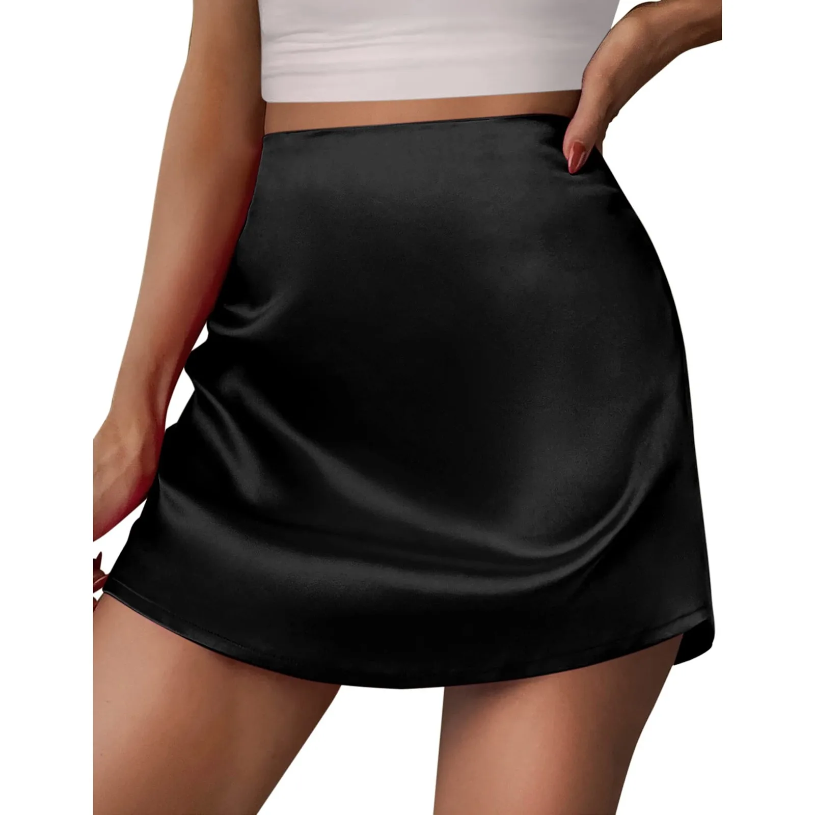 

Elegant Satin Women Skirts Solid Faldas Mujer Ladies Casual Slim Chic Sexy Mini Skirt Korean Summer Clothes