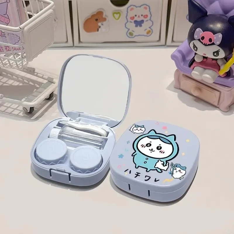 hot Chiikawa Cute Invisible Contact Lens Case Compact Portable Daily Use Cartoon Lens Storage Box Birthday Gift for Girls