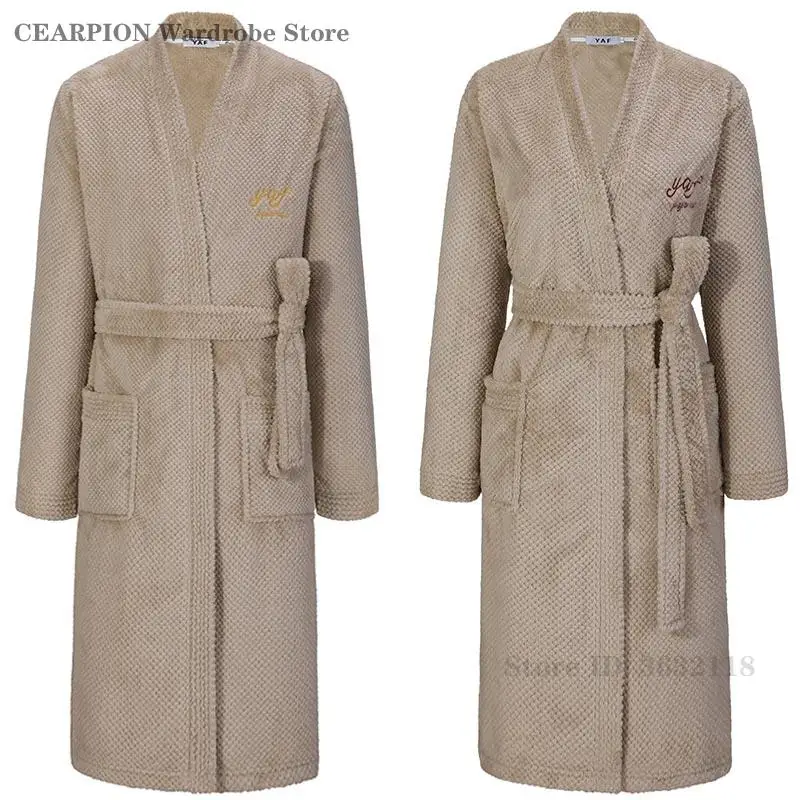 

Новая одежда для сна для пар, плотный фланелевой мужской халат, кимоно, халат, осень-зима, свободная домашняя одежда, ночная рубашка, домашняя одежда, пижама