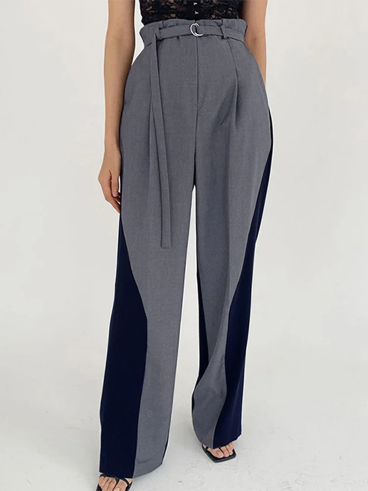 

2022 Autumn Patchwork All-match Female Trouser Women High Waist Straight Pants Elegant Casual Office Lady Pant Suits G781