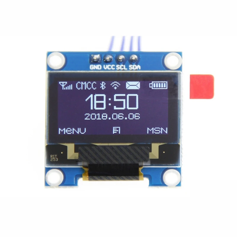 RISE-2X 0.96 Inch IIC I2C Serial GND 128X64 OLED LCD LED Display Module SSD1306 For Arduino Kit White Display